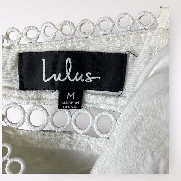 Lulus White Eyelet Lace Spaghetti Strap Crop Top‎ Size M - Picture 2 of 6